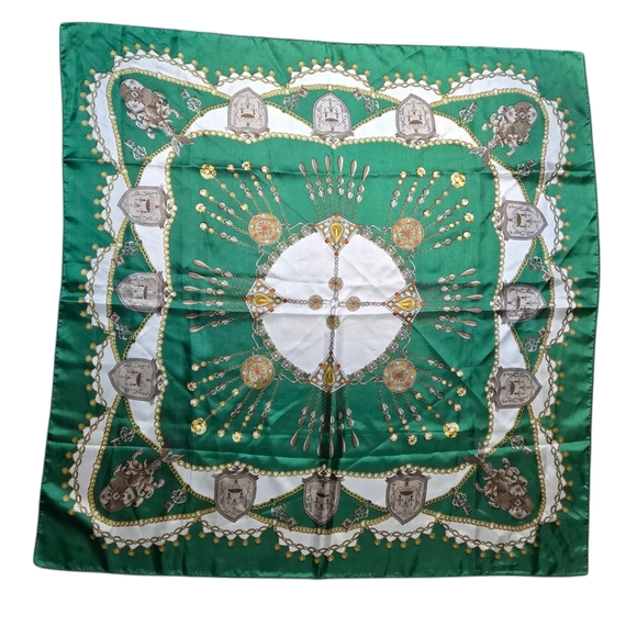 Vintage Wearable Art Military Knights Key 80s Scarf Wrap - Picture 3 of 6